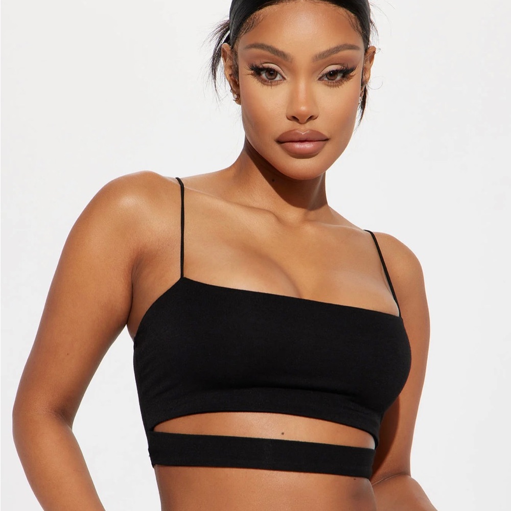 Black cut out crop top